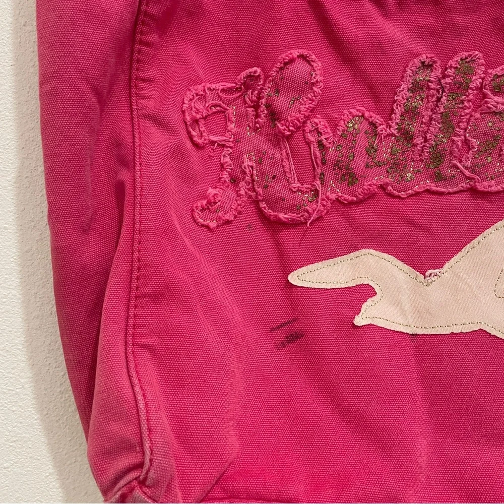 Vintage Hollister Pink Canvas Tote Book School Bag Vtg Y2K